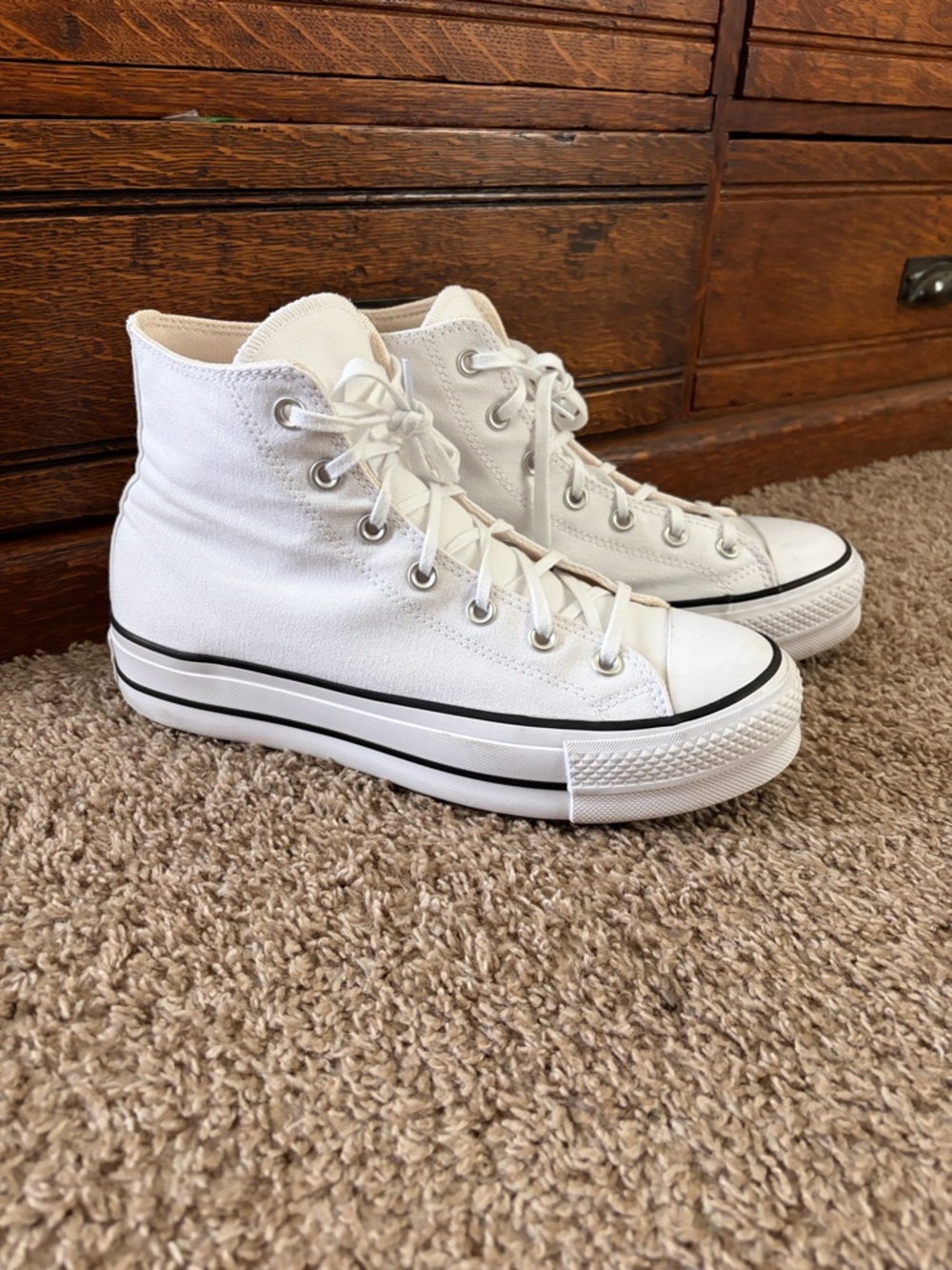 Converse All Star Lift Platform hi-tops white canvas